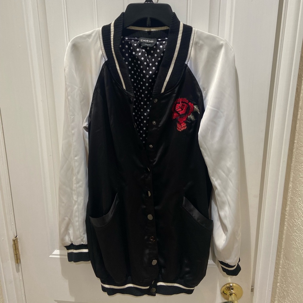 BEBE long line varsity jacket